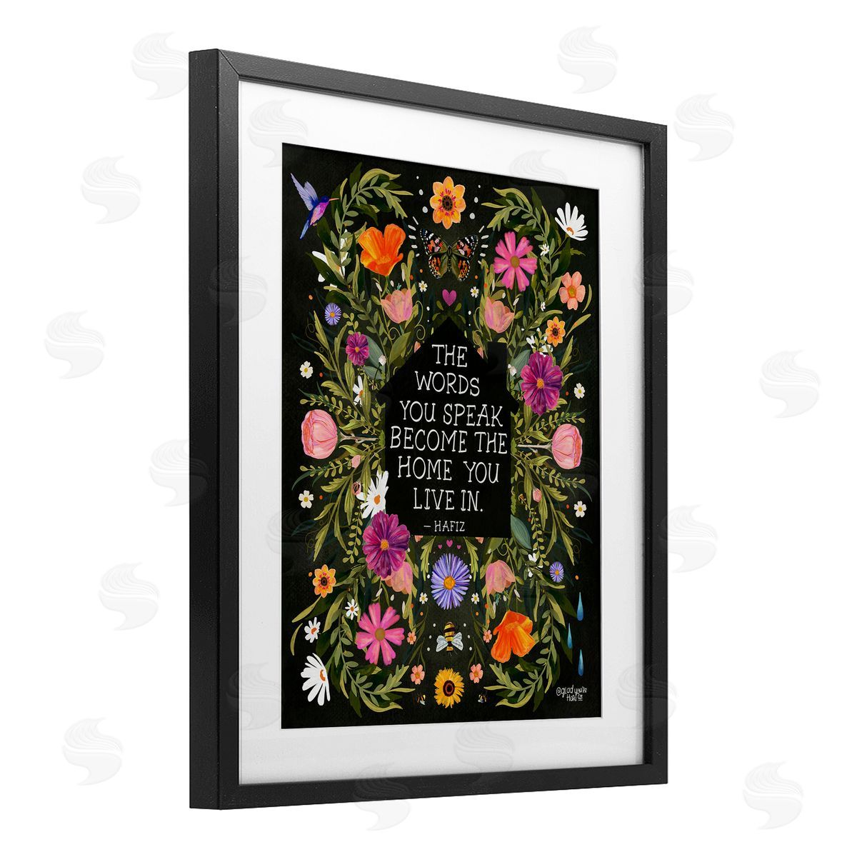 Glad You're Here Co. Words You Speak Floral Quote Canvas Wall Art Print