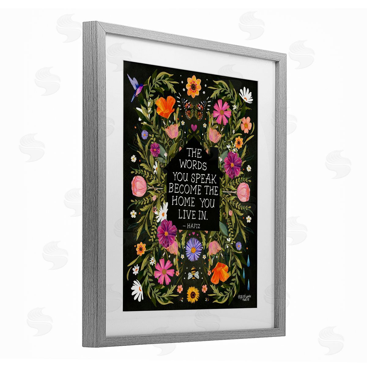 Glad You're Here Co. Words You Speak Floral Quote Canvas Wall Art Print