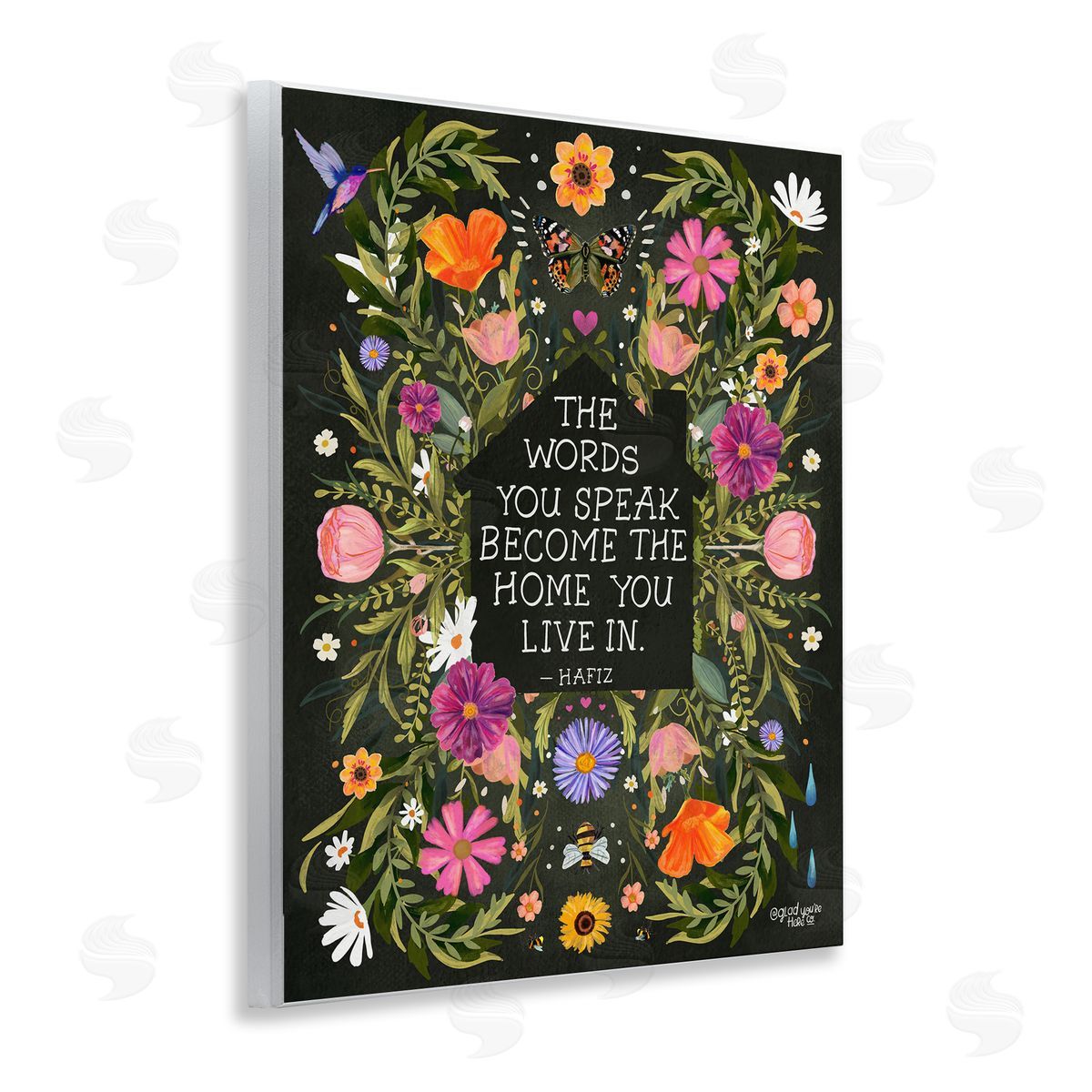 Glad You're Here Co. Words You Speak Floral Quote Canvas Wall Art Print