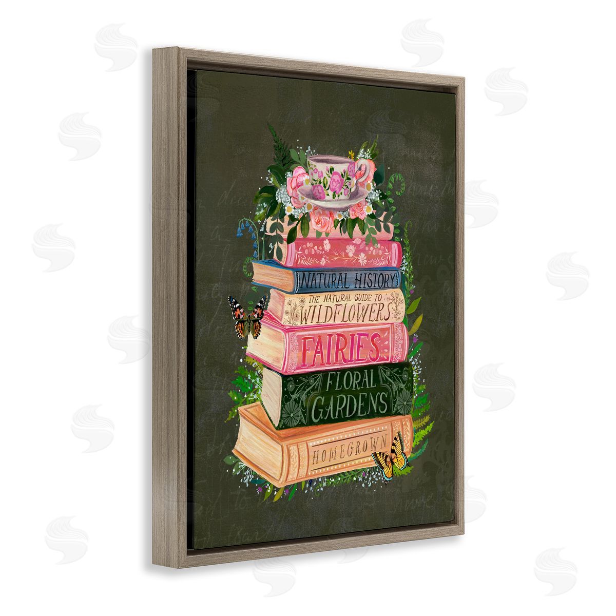 Glad You're Here Co. Floral Fairy Book Stack Canvas Wall Art Print