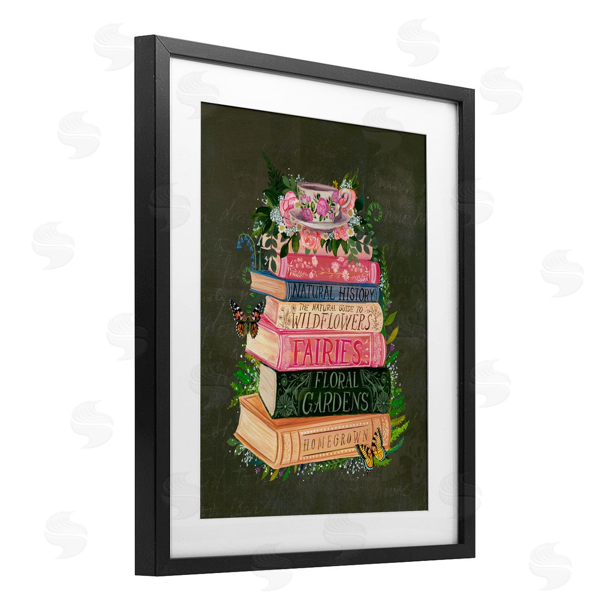 Glad You're Here Co. Floral Fairy Book Stack Canvas Wall Art Print