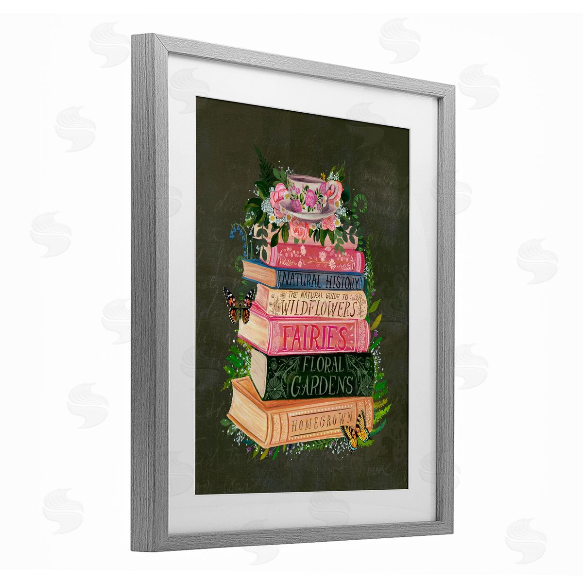 Glad You're Here Co. Floral Fairy Book Stack Canvas Wall Art Print