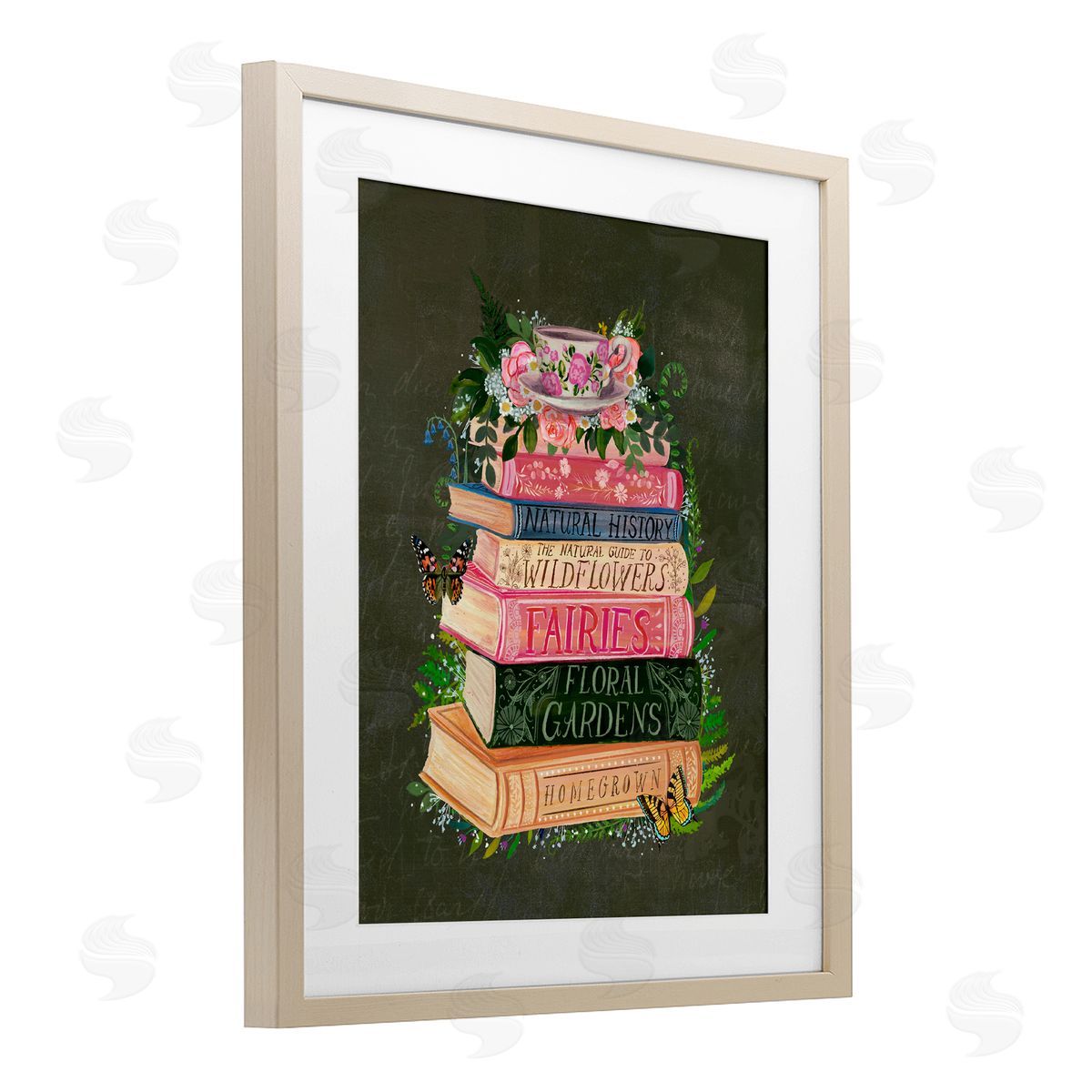 Glad You're Here Co. Floral Fairy Book Stack Canvas Wall Art Print