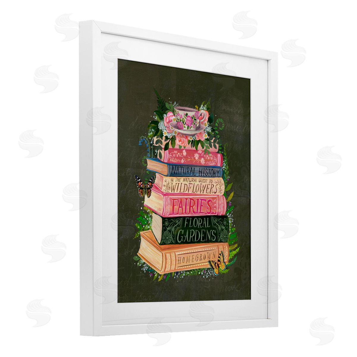 Glad You're Here Co. Floral Fairy Book Stack Canvas Wall Art Print