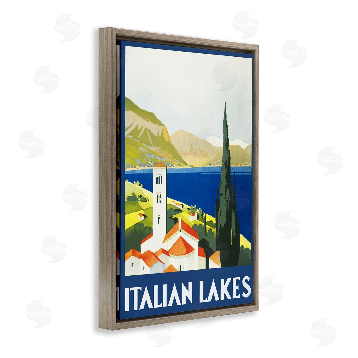 PIDDIX Italian Lakes Retro Scenery Canvas Wall Art Print
