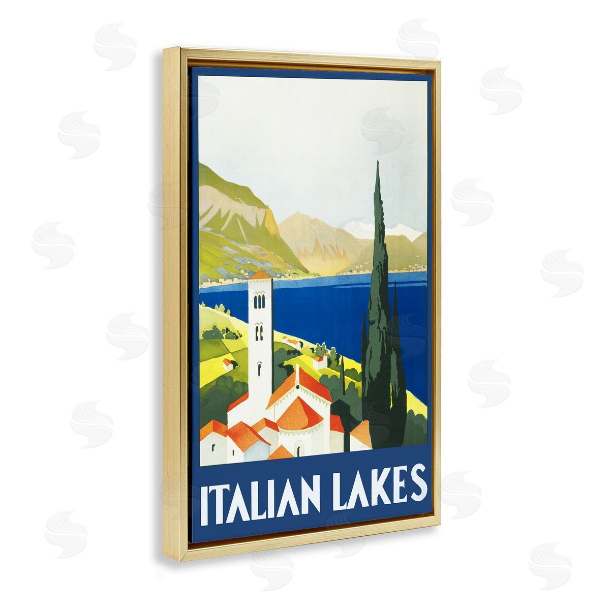 PIDDIX Italian Lakes Retro Scenery Canvas Wall Art Print