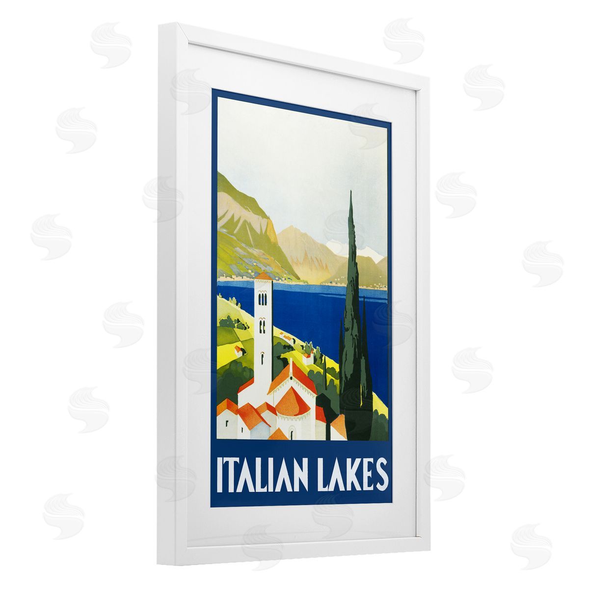 PIDDIX Italian Lakes Retro Scenery Canvas Wall Art Print