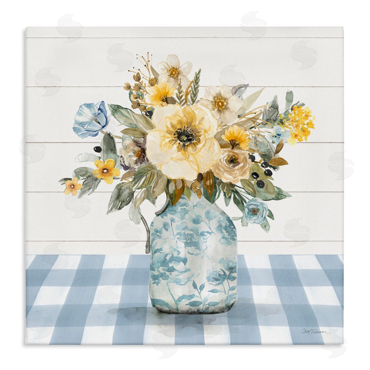 Carol Robinson Summer Bouquet Yellow Florals Canvas Wall Art Print