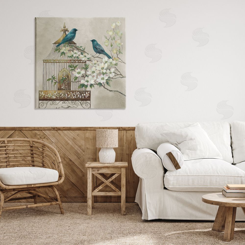 Elaine Vollherbst-Lane Neutral Birdcage Menagerie Printed Wall Art in Room