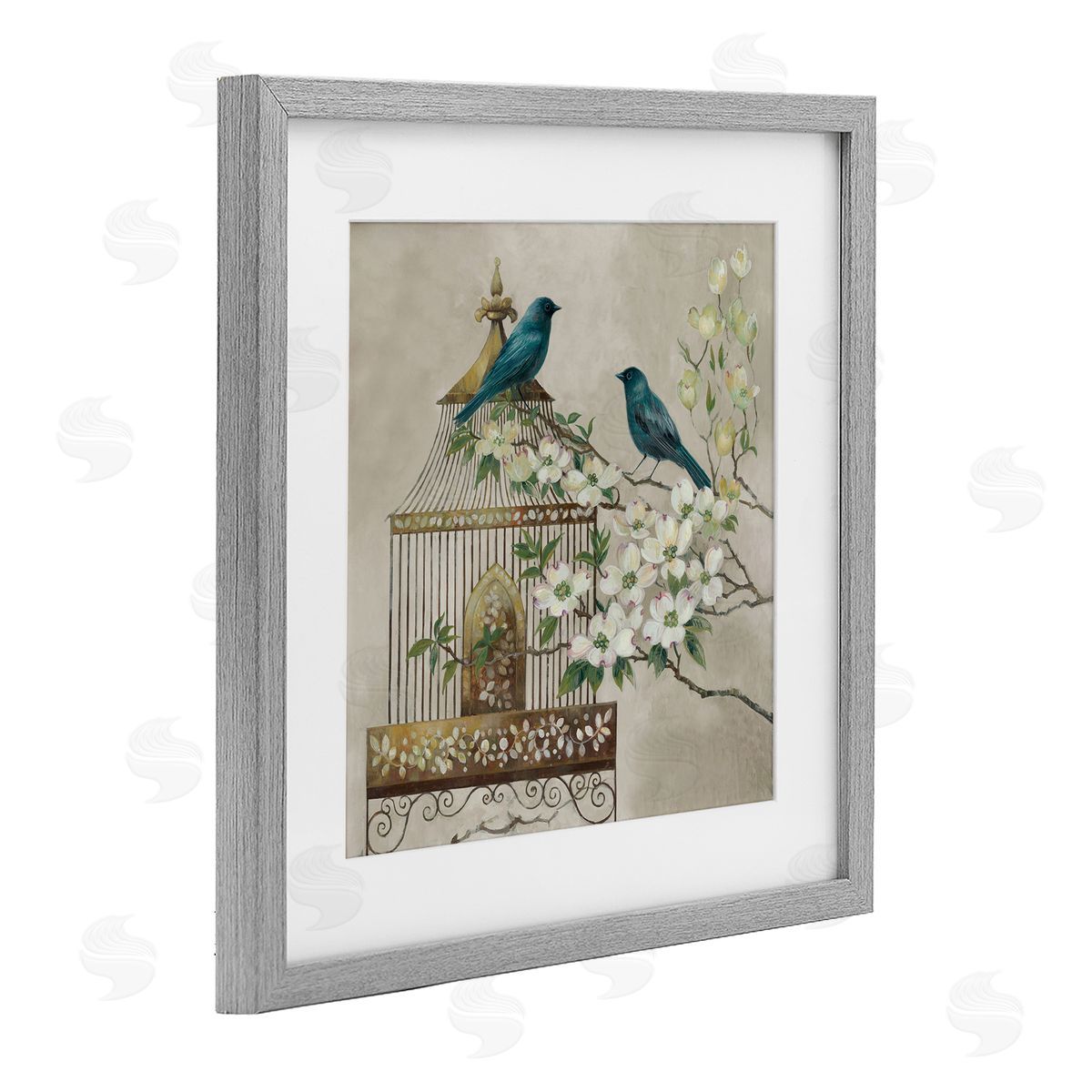 Elaine Vollherbst-Lane Neutral Birdcage Menagerie Gray Framed Print Under Glass Art