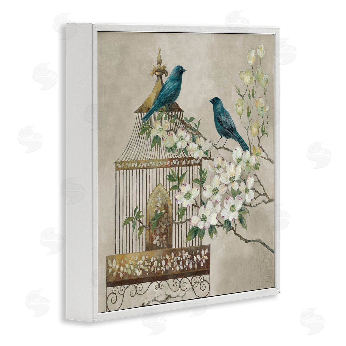 Elaine Vollherbst-Lane Neutral Birdcage Menagerie White Frame Giclee Art Print