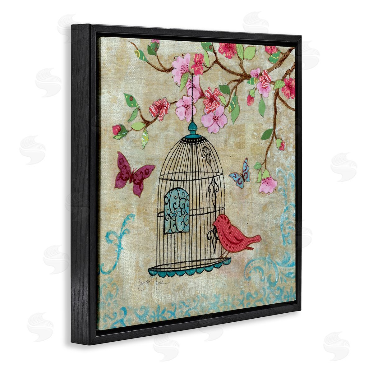 Janet Tava Spring Fling Bird Scene Canvas Wall Art Print