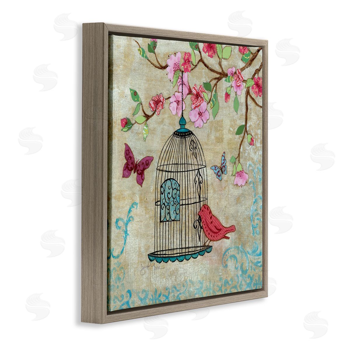 Janet Tava Spring Fling Bird Scene Canvas Wall Art Print