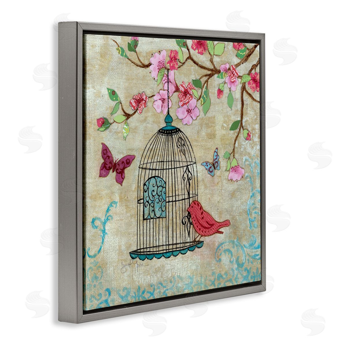 Janet Tava Spring Fling Bird Scene Canvas Wall Art Print
