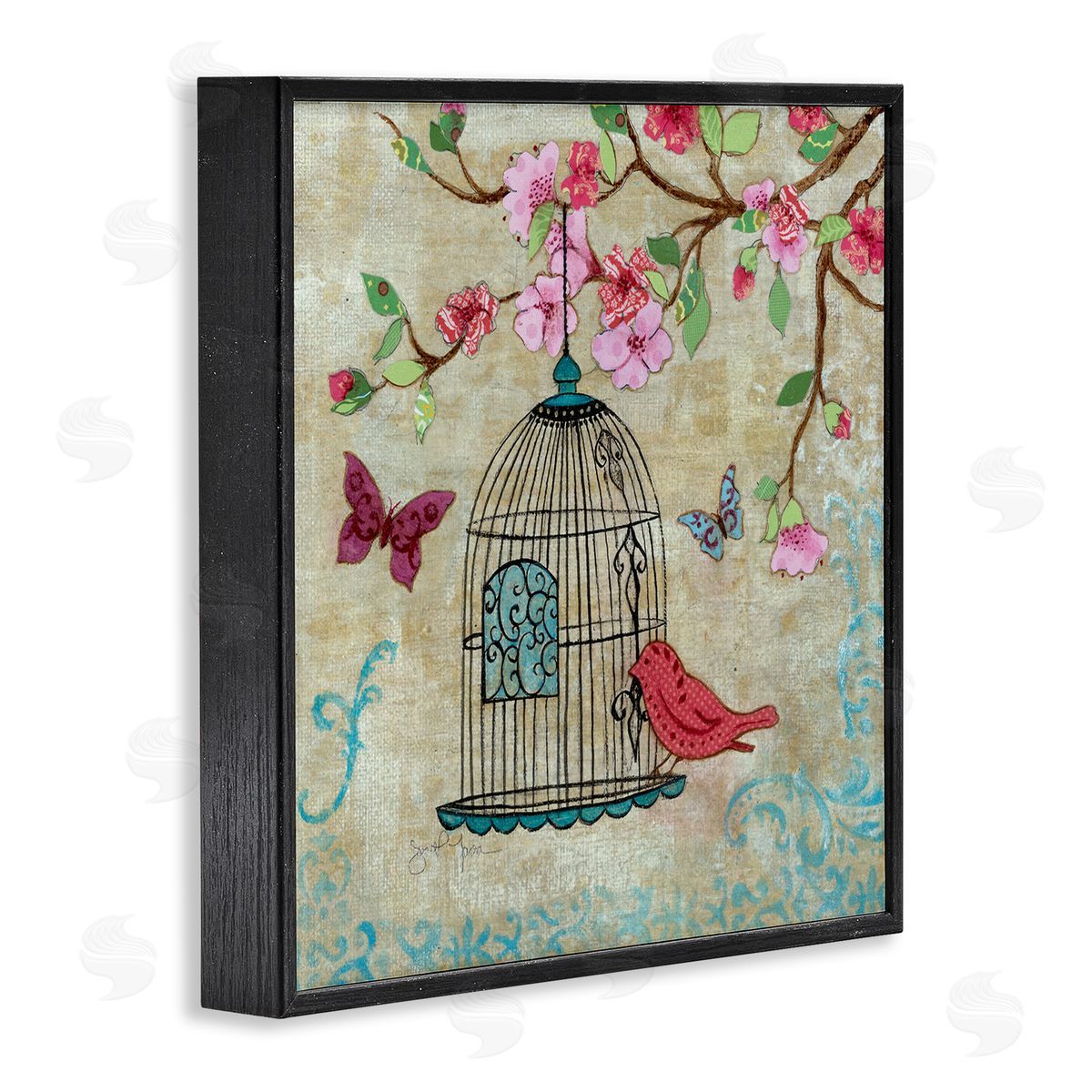 Janet Tava Spring Fling Bird Scene Canvas Wall Art Print