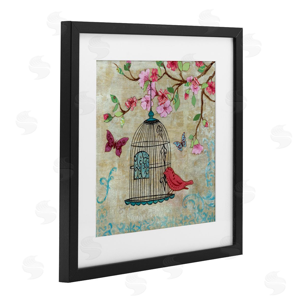 Janet Tava Spring Fling Bird Scene Canvas Wall Art Print