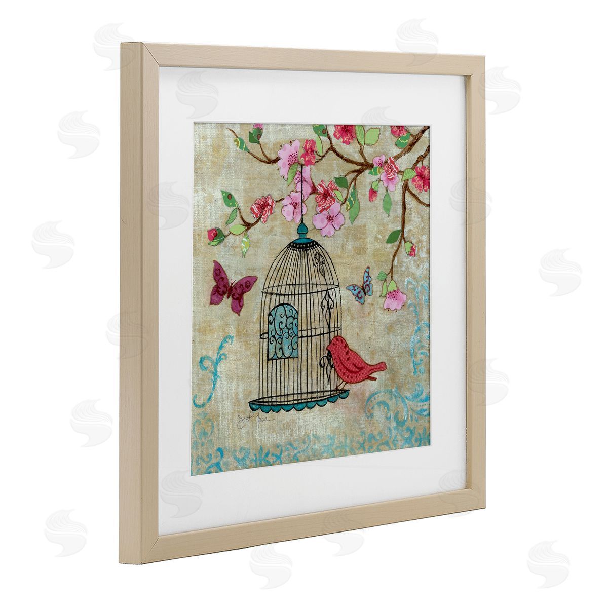 Janet Tava Spring Fling Bird Scene Canvas Wall Art Print