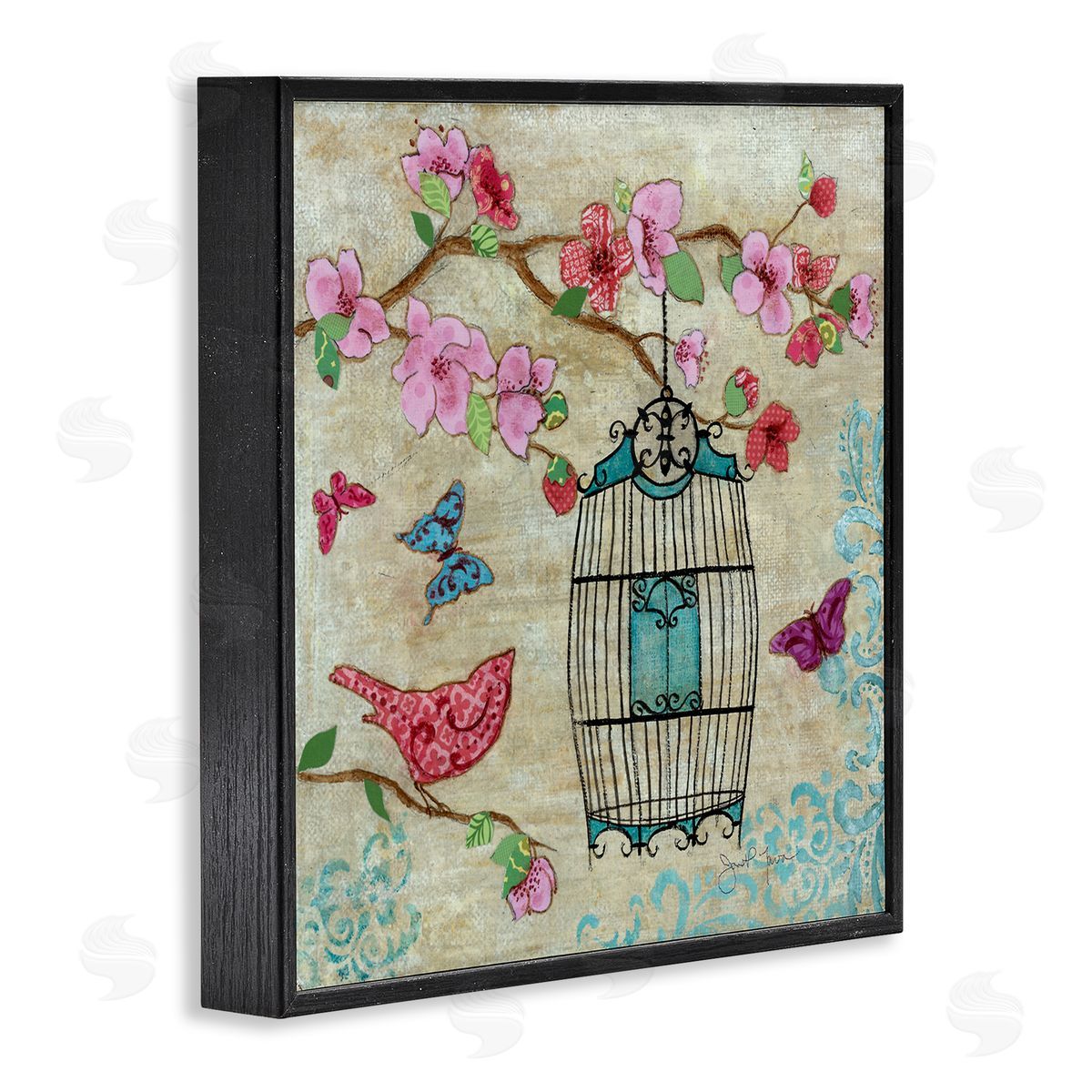Janet Tava Spring Fling Pink Bird Canvas Wall Art Print