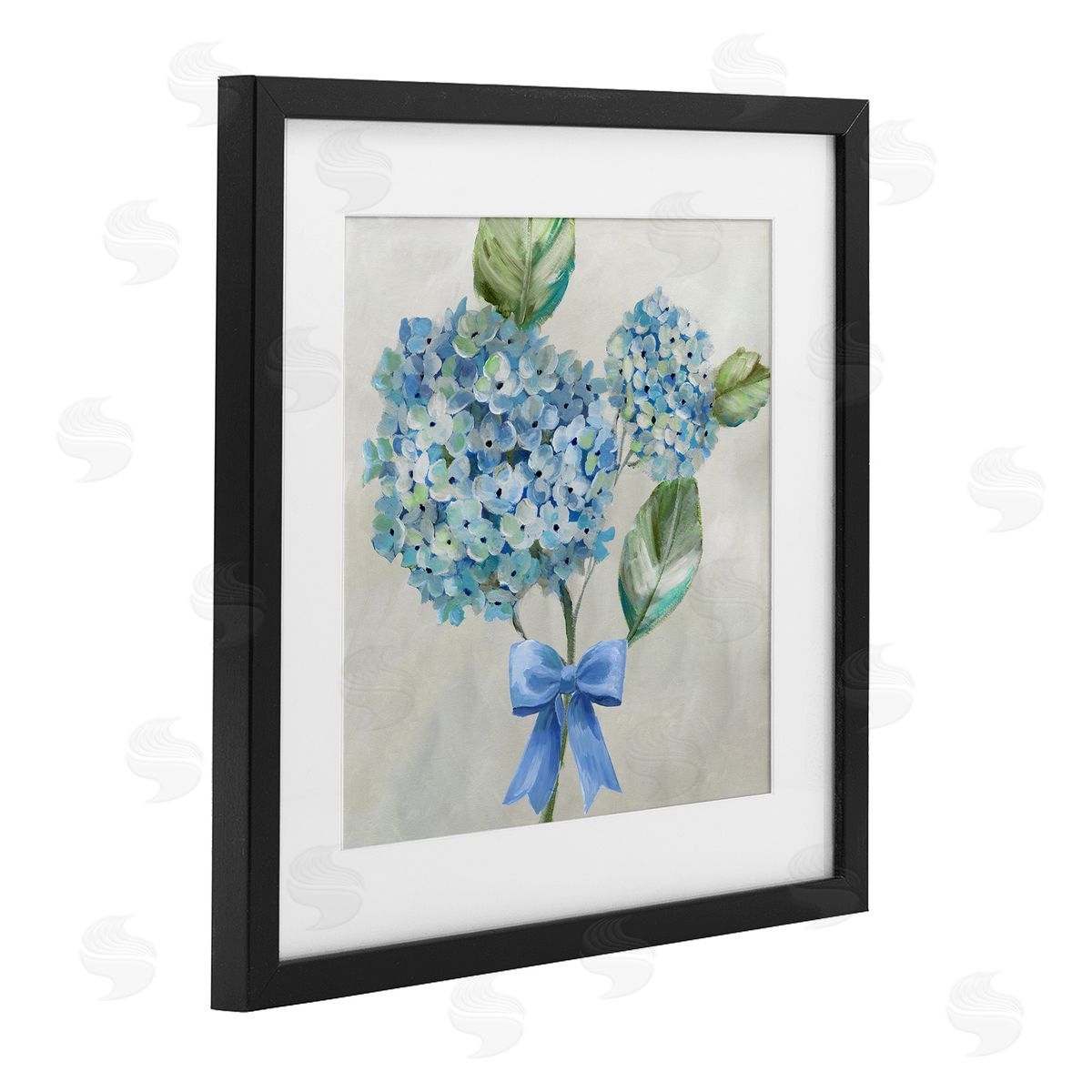 Nan Blue Bow Hydrangea Beauty Canvas Wall Art Print