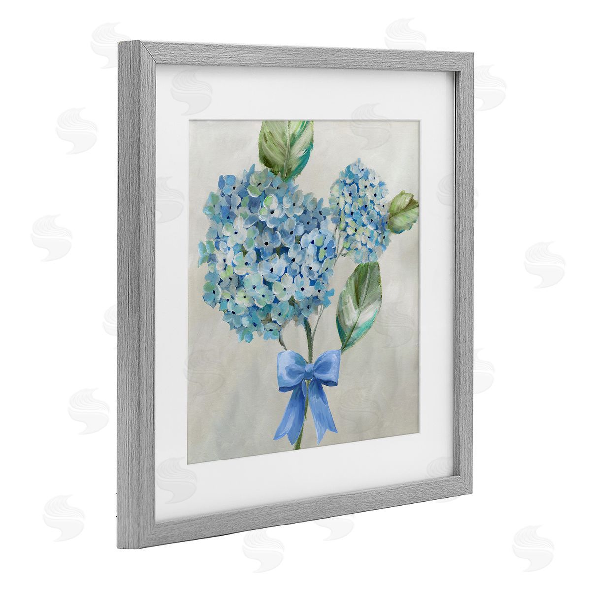 Nan Blue Bow Hydrangea Beauty Canvas Wall Art Print