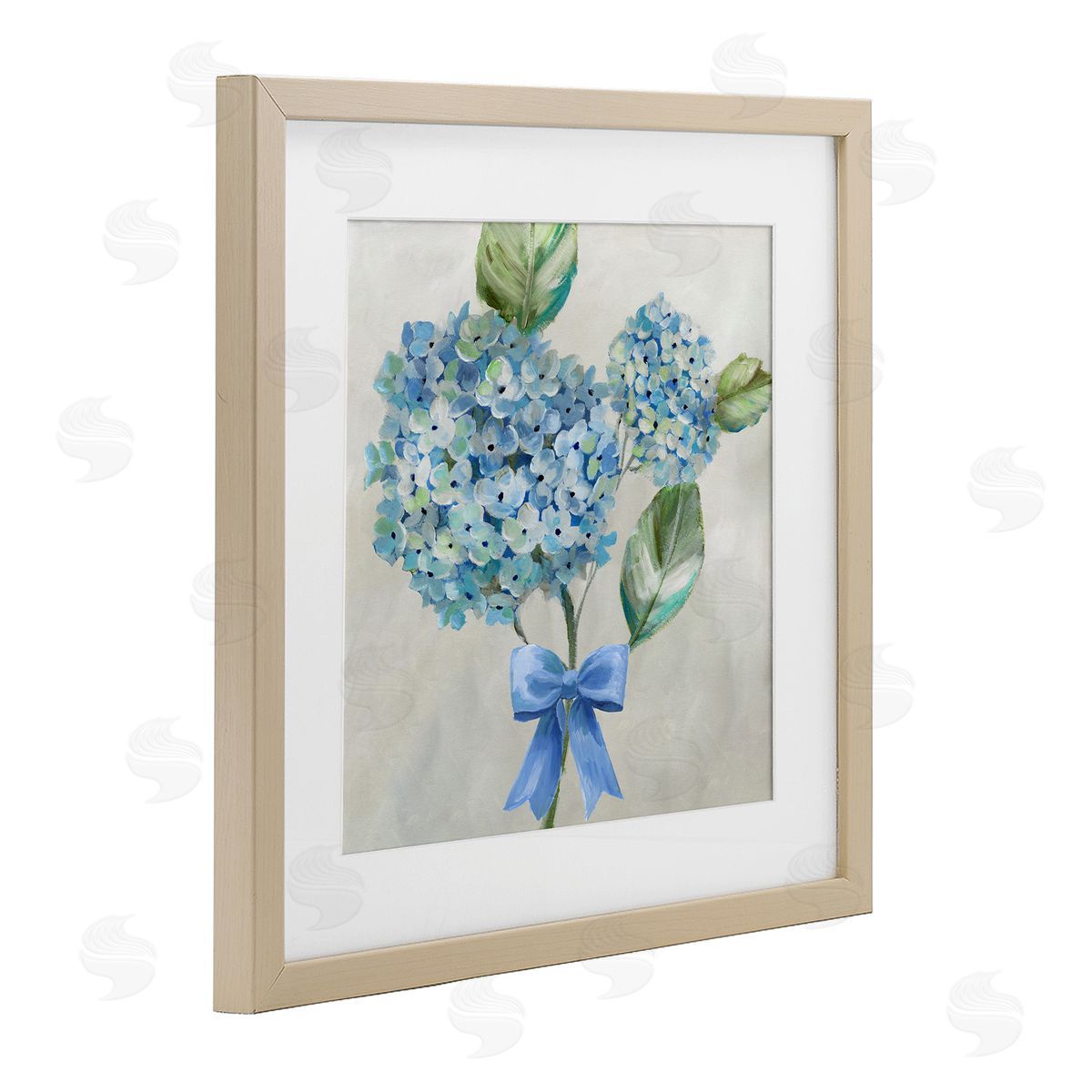 Nan Blue Bow Hydrangea Beauty Canvas Wall Art Print