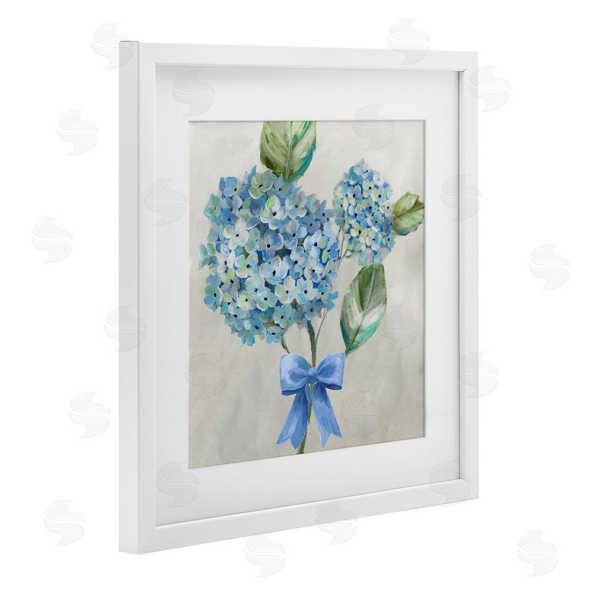 Nan Blue Bow Hydrangea Beauty Canvas Wall Art Print