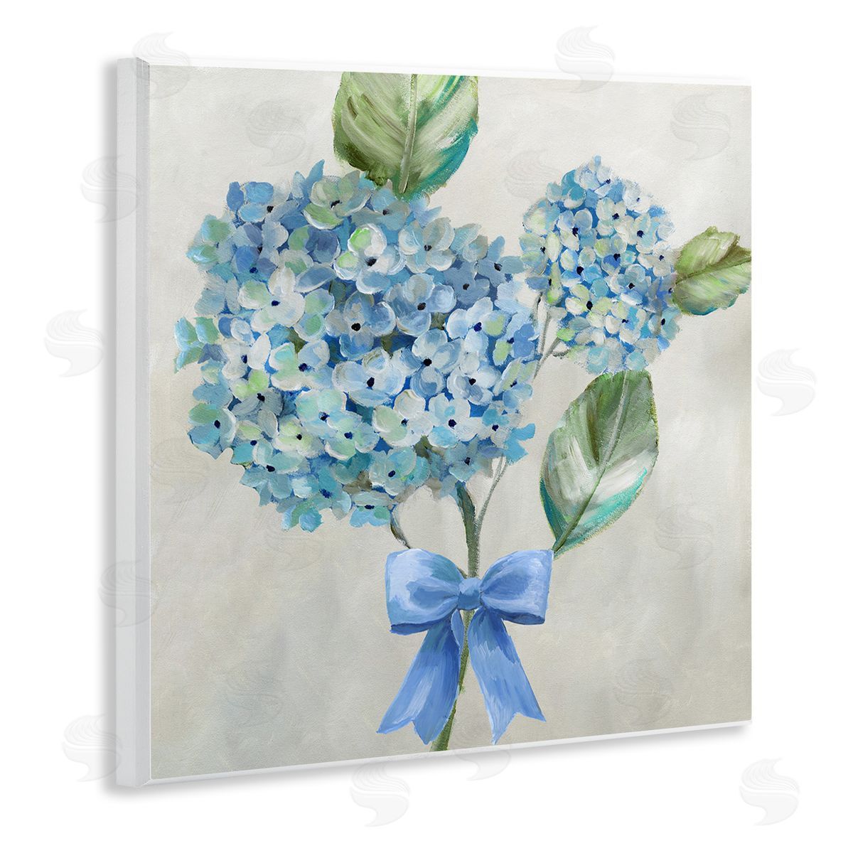 Nan Blue Bow Hydrangea Beauty Canvas Wall Art Print