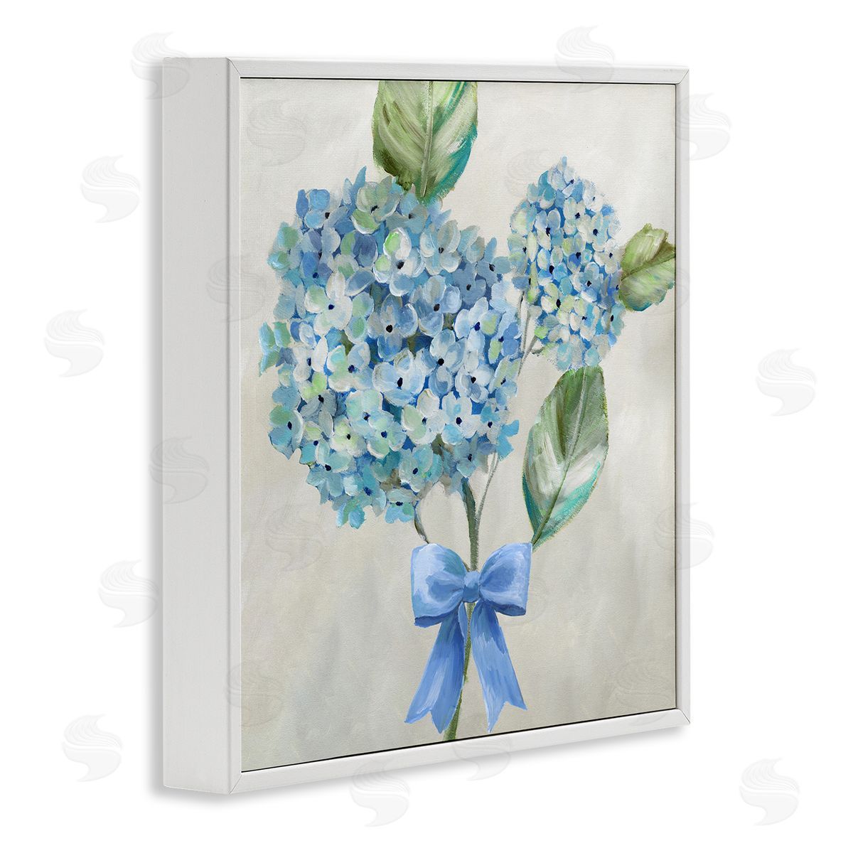 Nan Blue Bow Hydrangea Beauty Canvas Wall Art Print