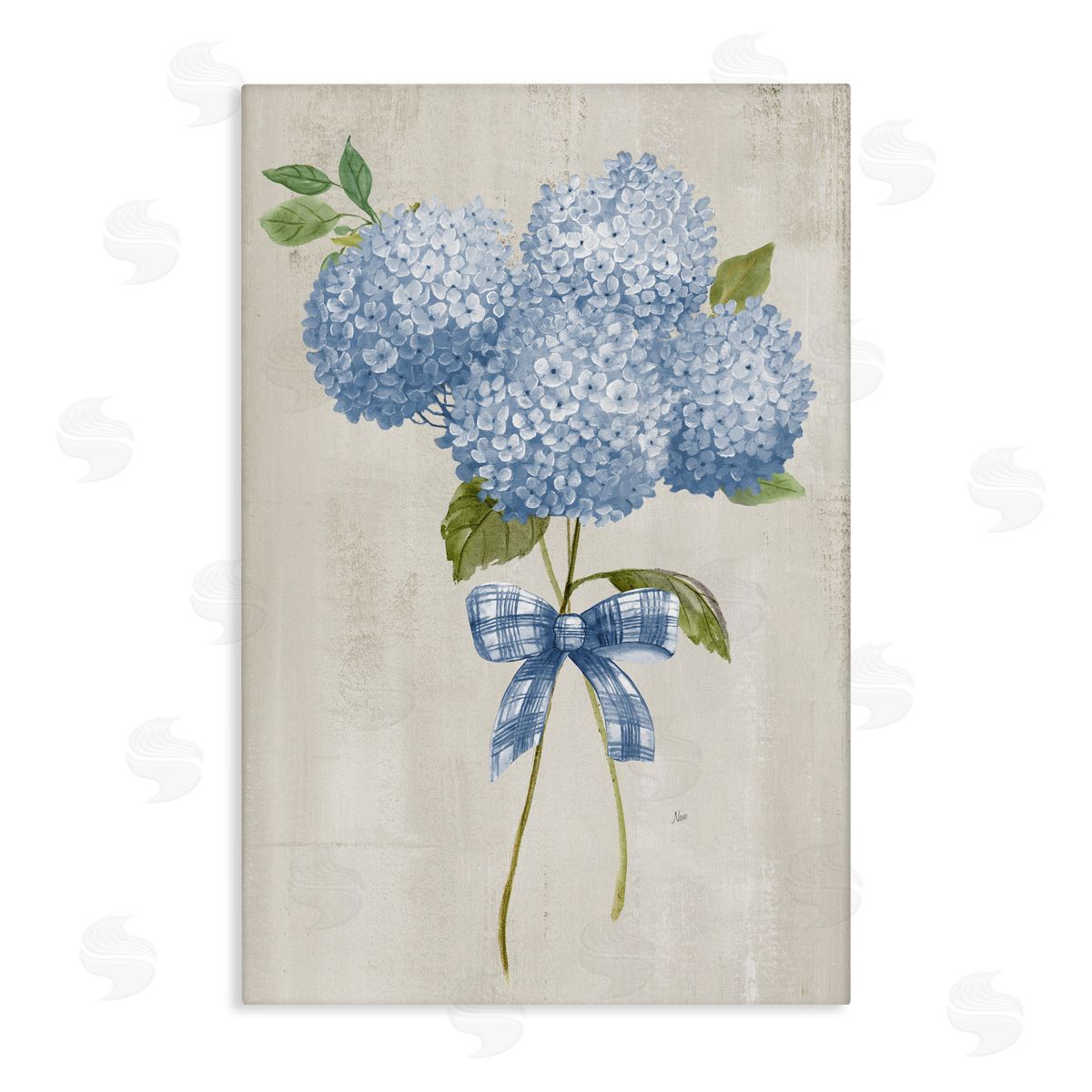 Nan Hydrangea Tied With A Bow Canvas Wall Art Print