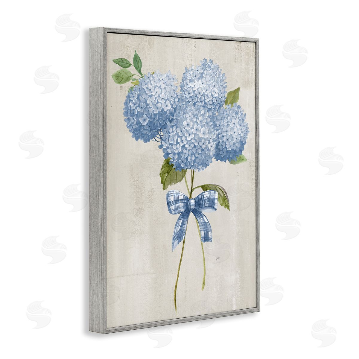 Nan Hydrangea Tied With A Bow Canvas Wall Art Print