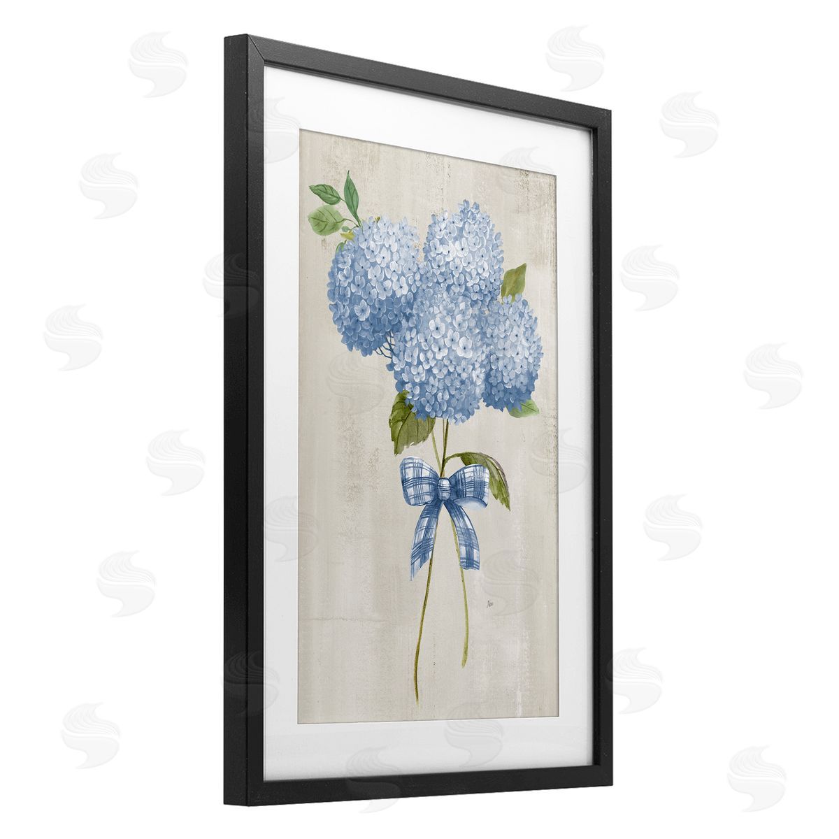 Nan Hydrangea Tied With A Bow Canvas Wall Art Print