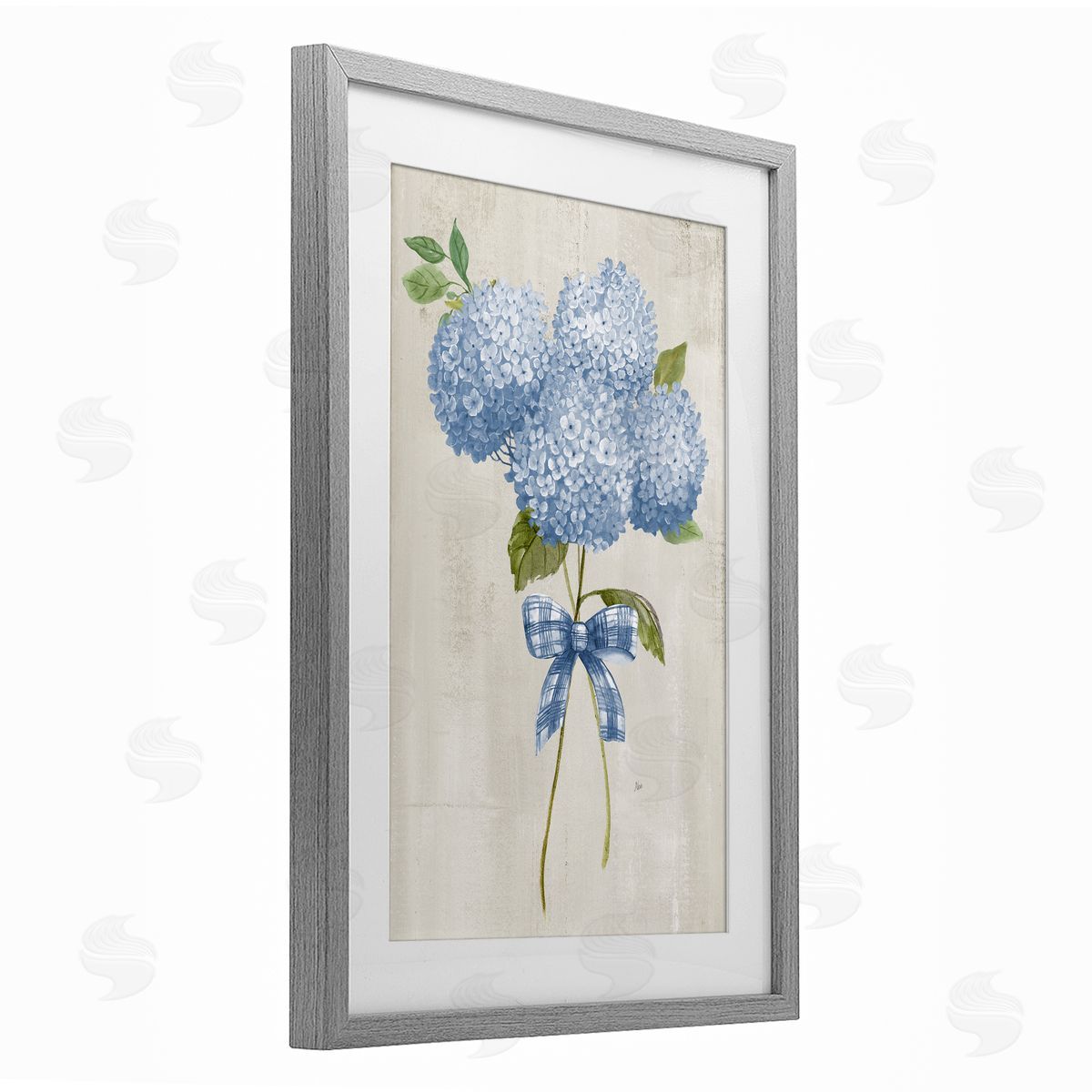 Nan Hydrangea Tied With A Bow Canvas Wall Art Print
