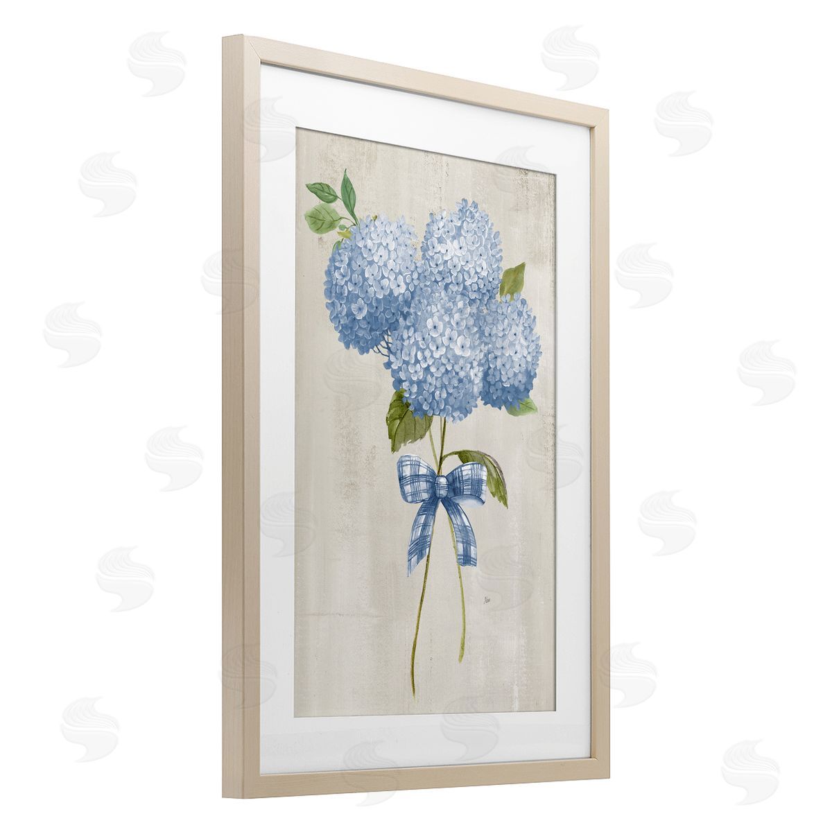 Nan Hydrangea Tied With A Bow Canvas Wall Art Print