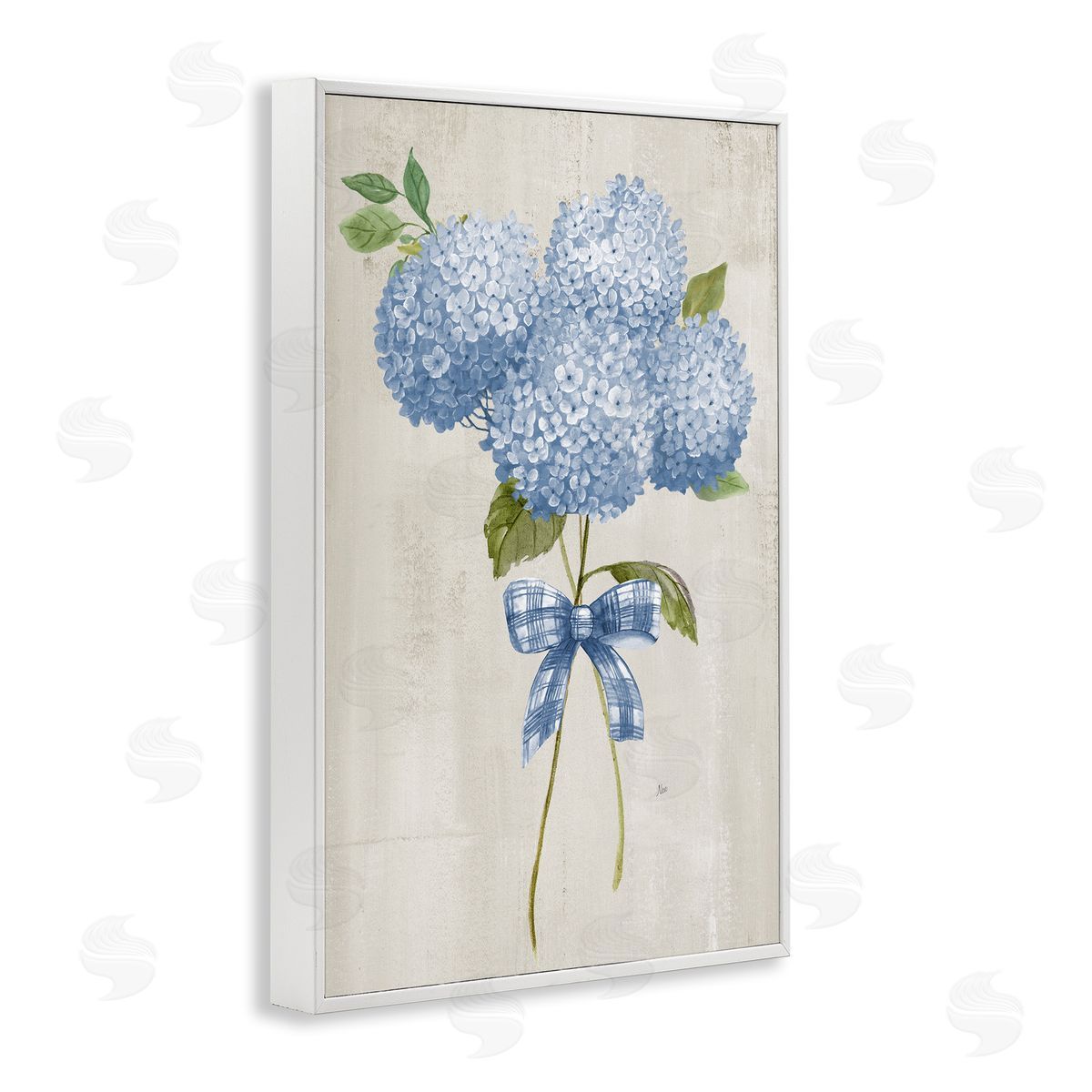 Nan Hydrangea Tied With A Bow Canvas Wall Art Print