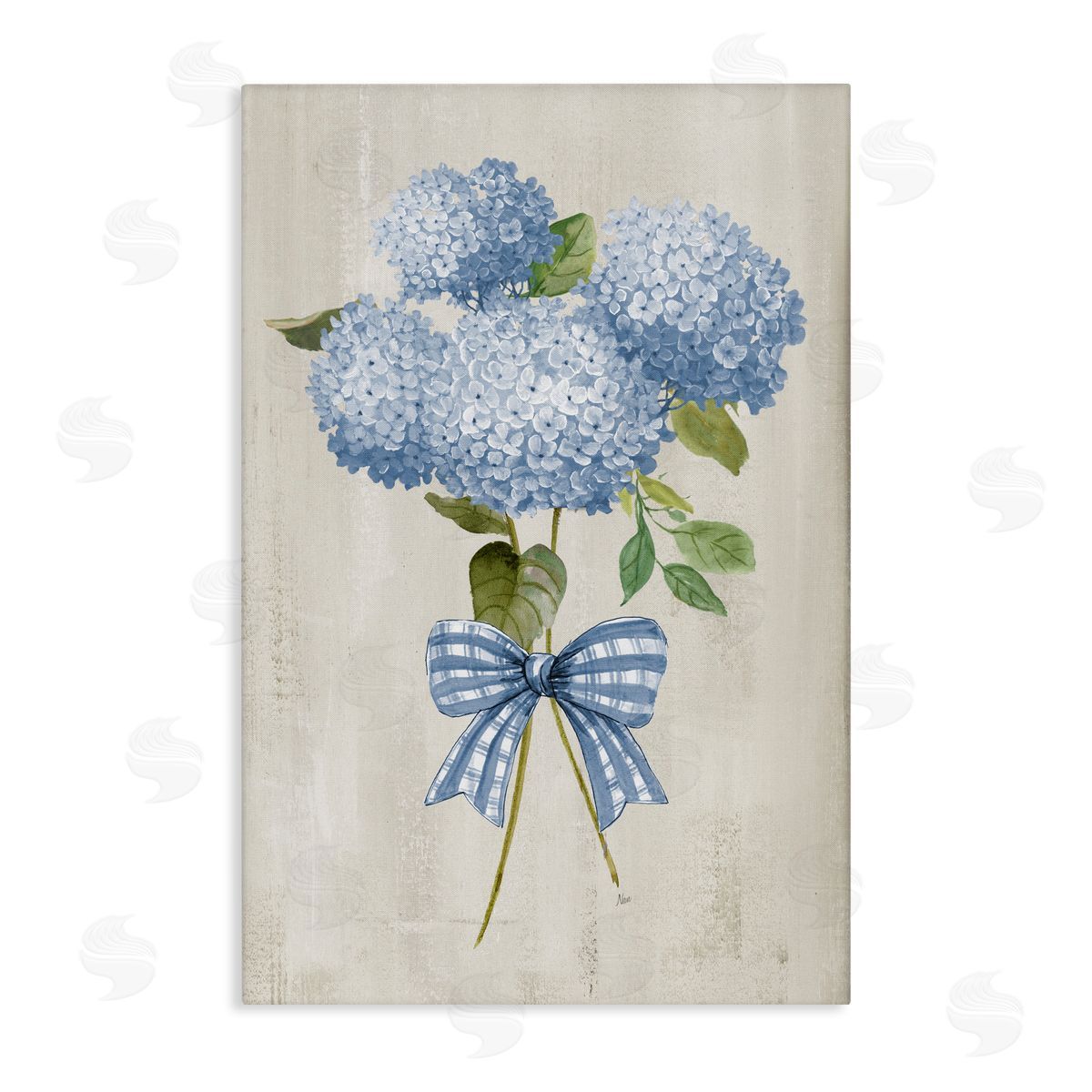 Nan Hydrangea Tied With Ribbon Canvas Wall Art Print