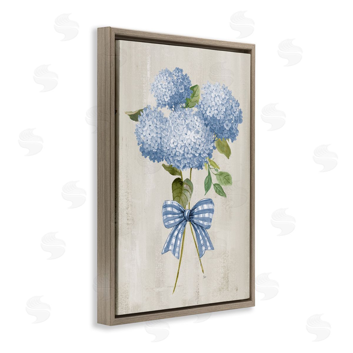 Nan Hydrangea Tied With Ribbon Canvas Wall Art Print