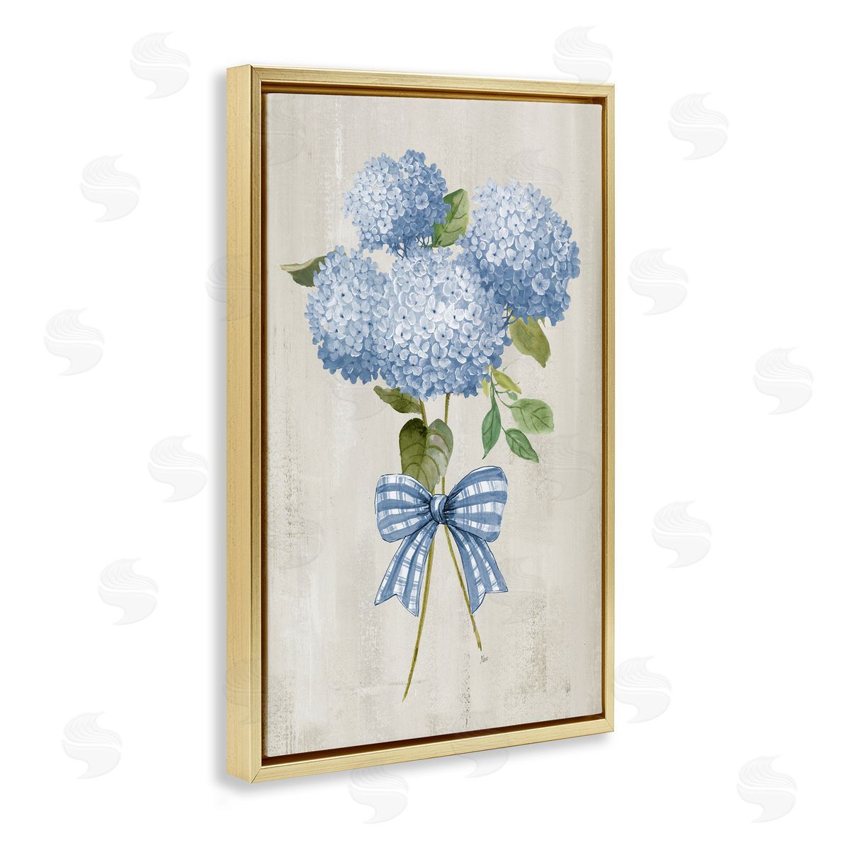 Nan Hydrangea Tied With Ribbon Canvas Wall Art Print