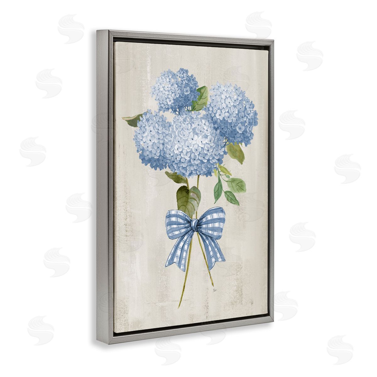 Nan Hydrangea Tied With Ribbon Canvas Wall Art Print