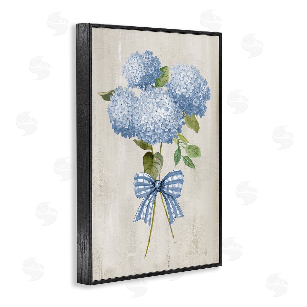 Nan Hydrangea Tied With Ribbon Canvas Wall Art Print