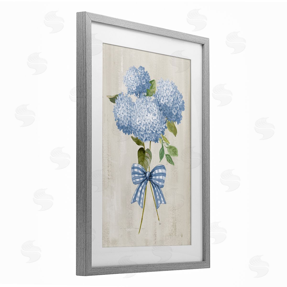 Nan Hydrangea Tied With Ribbon Canvas Wall Art Print