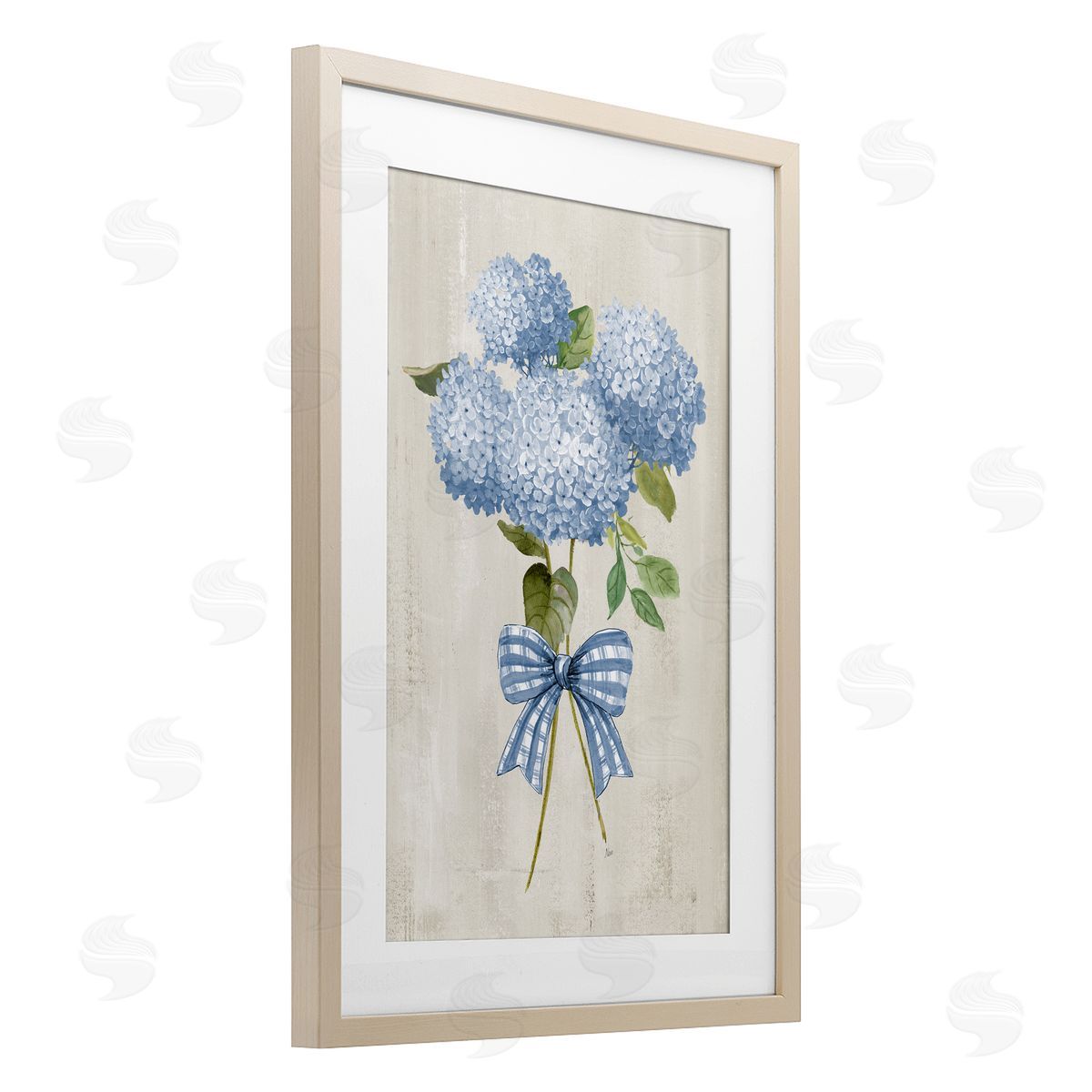 Nan Hydrangea Tied With Ribbon Canvas Wall Art Print