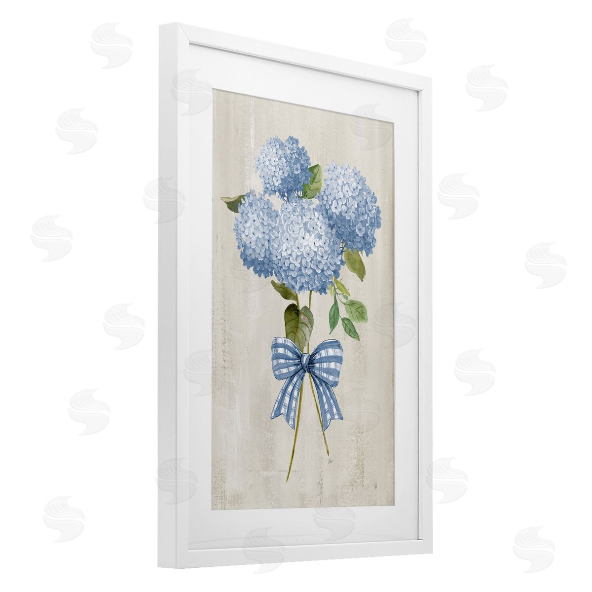 Nan Hydrangea Tied With Ribbon Canvas Wall Art Print