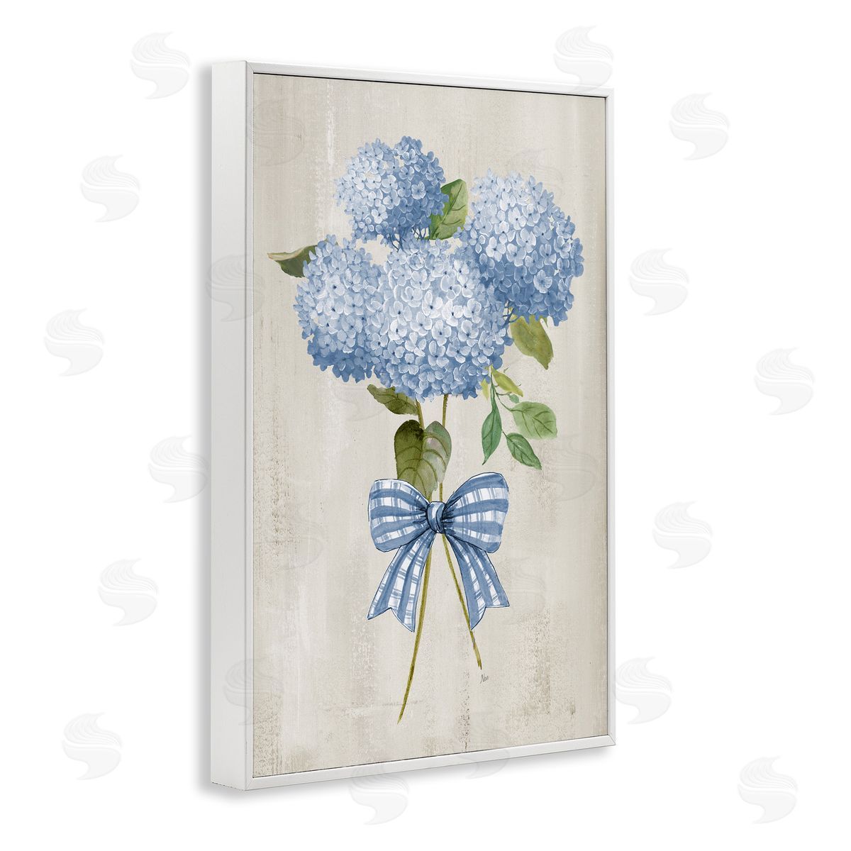 Nan Hydrangea Tied With Ribbon Canvas Wall Art Print