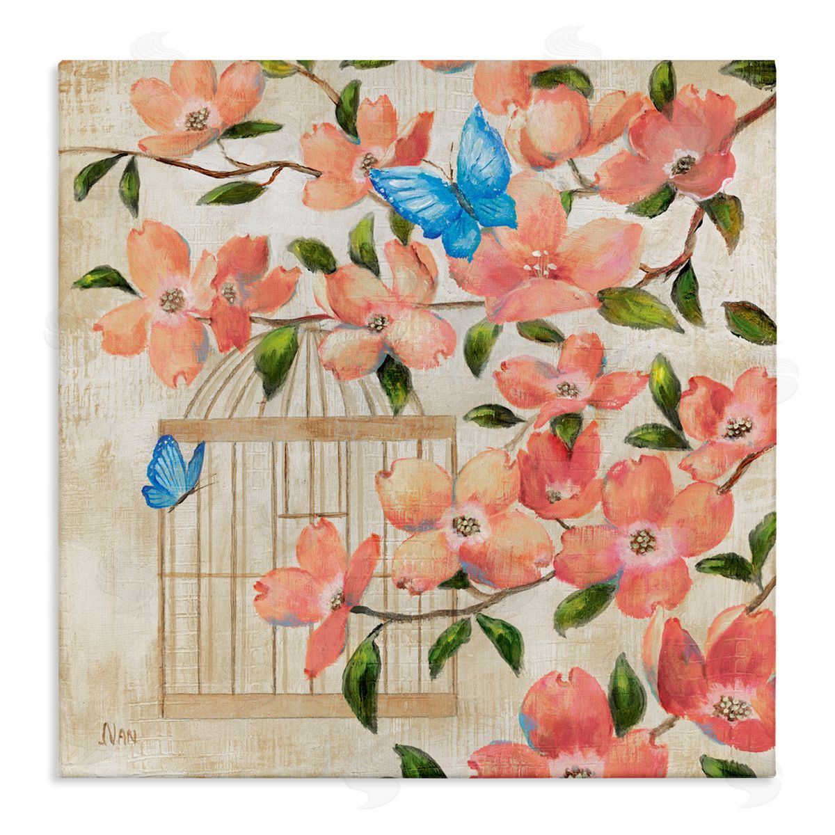 Nan Spring Fling Red Blossoms Canvas Wall Art Print