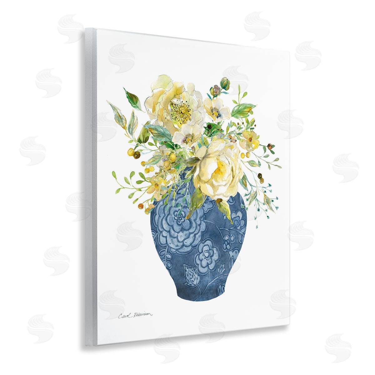 Carol Robinson Sunny Chinoiserie Yellow Florals Canvas Wall Art Print