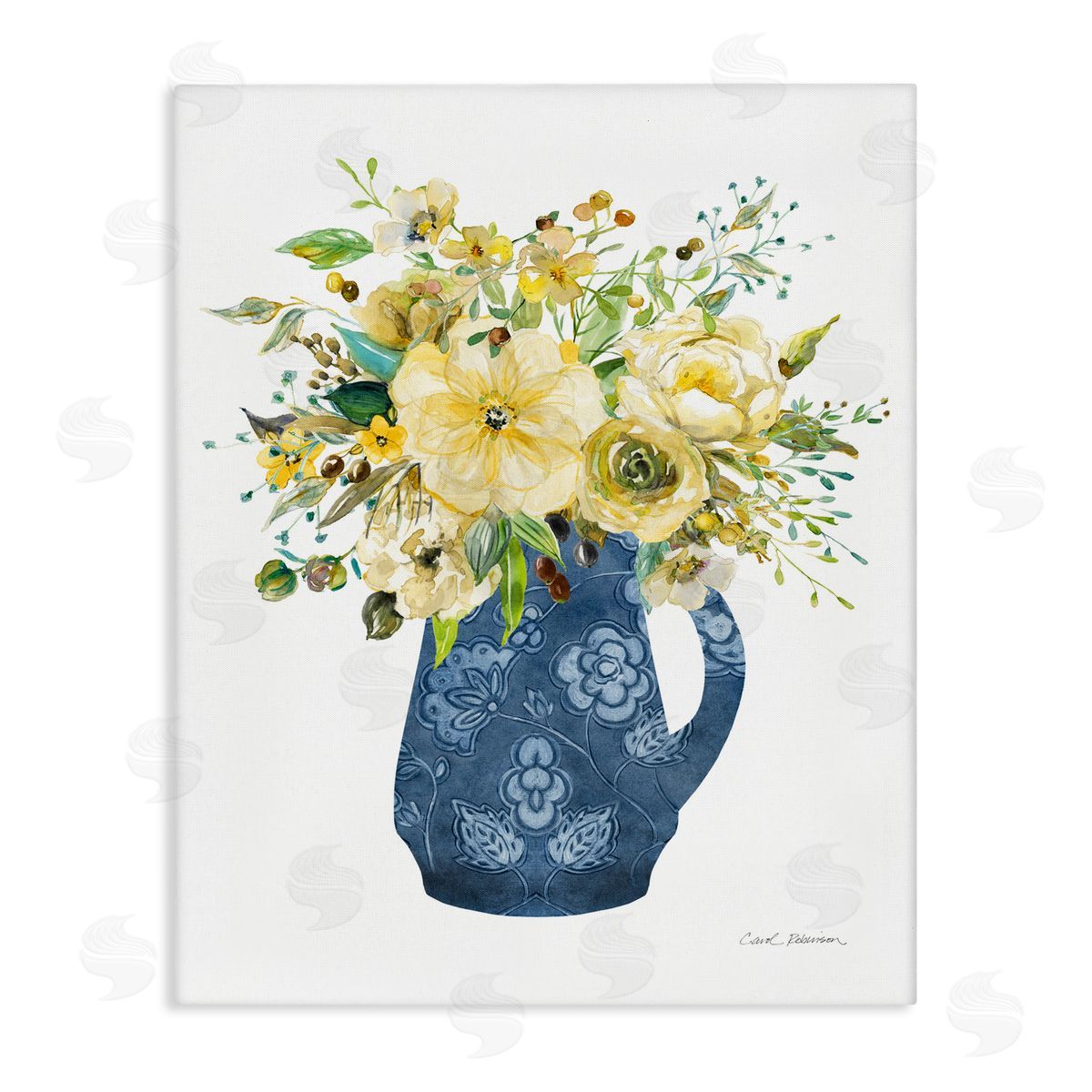 Carol Robinson Sunny Chinoiserie Yellow Bouquet Canvas Wall Art Print