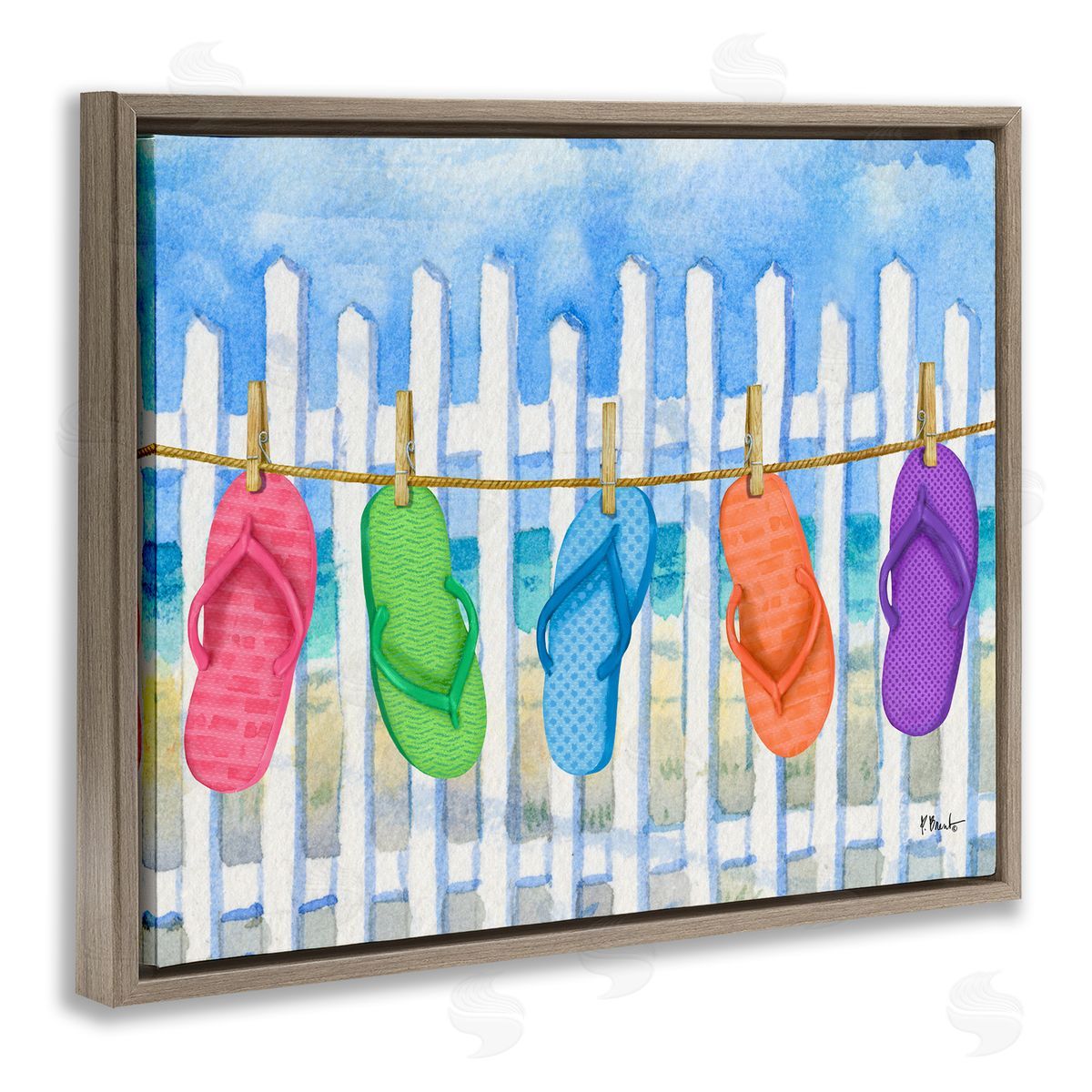 Paul Brent Flip Flop Clothesline Canvas Wall Art Print