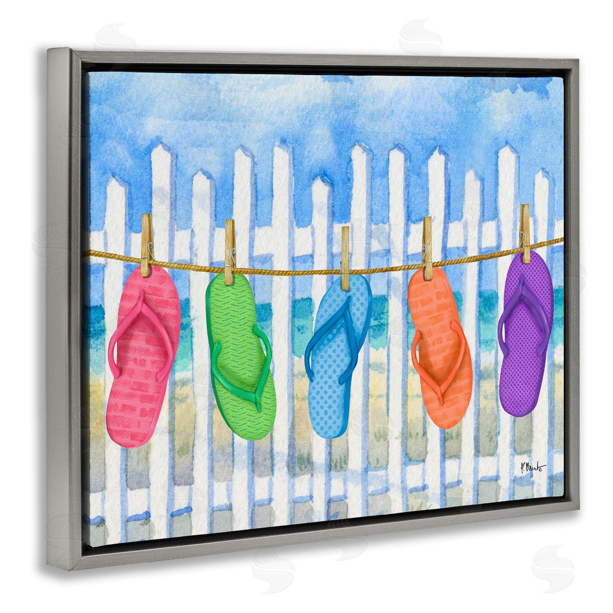 Paul Brent Flip Flop Clothesline Canvas Wall Art Print