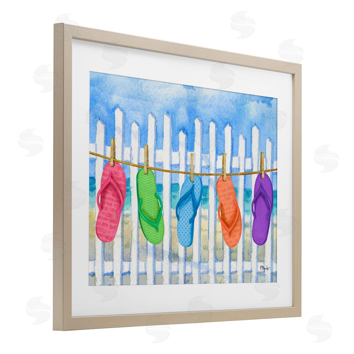 Paul Brent Flip Flop Clothesline Canvas Wall Art Print