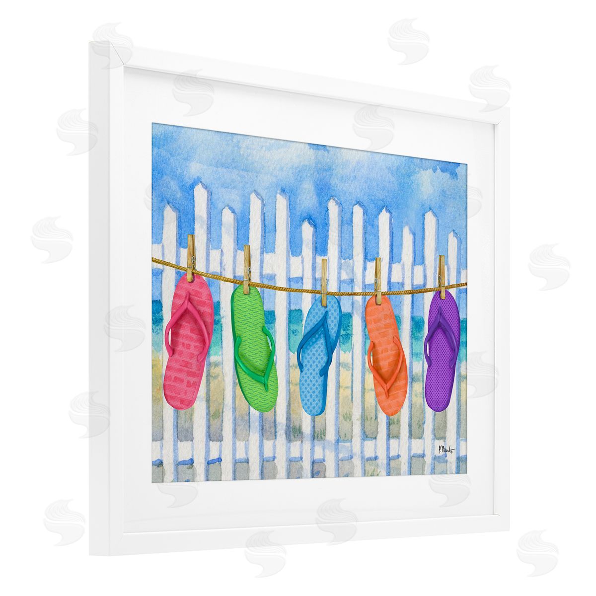 Paul Brent Flip Flop Clothesline Canvas Wall Art Print